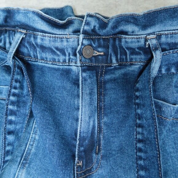 Vervet Plastic Love Stretch Mom Jeans Belted Waistband Seamed Blue Denim Size 25 - Picture 6 of 15